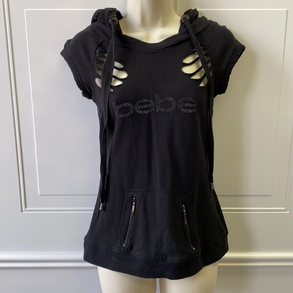 BEBE Black Hooded Sweatshirt Small Like new!
